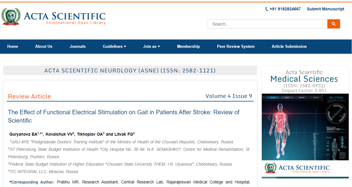 The effect of Functional Electrical Stimulation on Gait in Patients Afte Stroke: Scientific Review The effect of Functional Electrical Stimulation on Gait in Patients Afte Stroke: Scientific Review